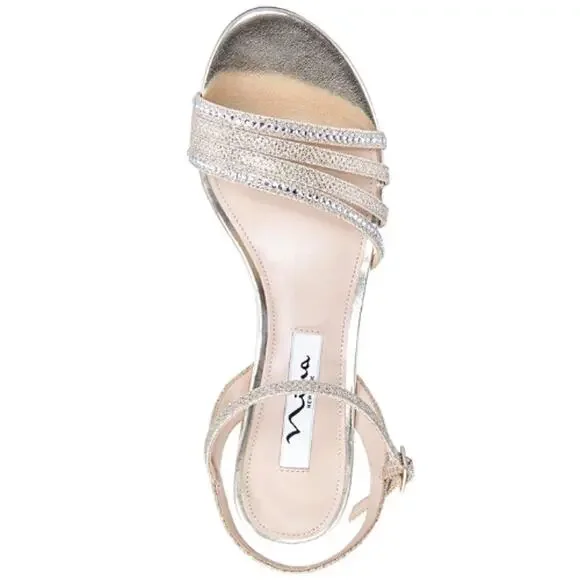 Nina Nelena Evening Sandals Light Gold New in Box Size7.5 - Picture 2 of 3